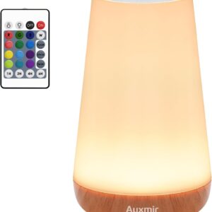 Auxmir Bedside Lamp, Night Light, Touch Dimmable with 13 Colours and 4 Modes, LED Table Lamp, USB Rechargeable with Remote Control, Night Lamp with Timing Function for Bedroom, Living Room, Light