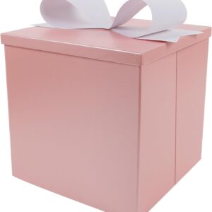 BIOBROWN Medium Gift Boxes with Lids, 23 x 23 x 23 cm, Pink Folding Box for Valentine’s Day, Birthday, Wedding, Baby Shower & All Celebrations
