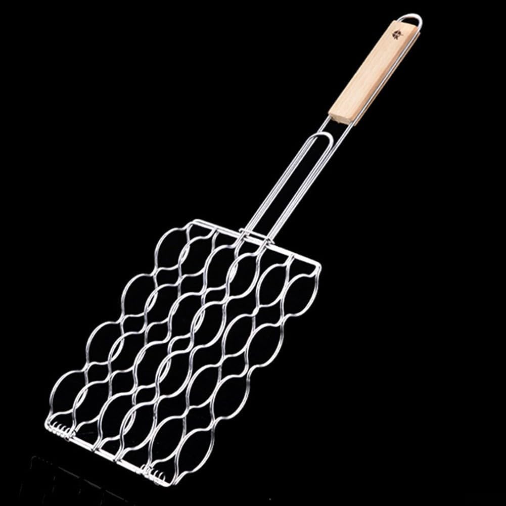 Wurstkorb aus Metall für Grillen, 57 cm, Eisenhalter mit Rostschutzbeschichtung, leicht zu reinigen, offene Flamme, Kochwerkzeug für Outdoor, Camping, Party, Festmahl – Bild 2