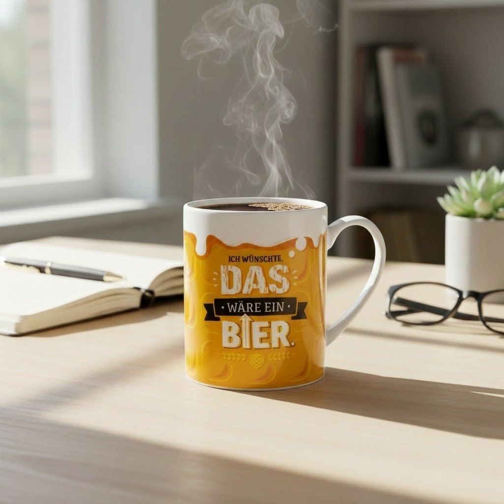 GRUSS & CO XL Mug with Beer Motif Funny Saying Porcelain Jumbo Mug 60 cl Yellow Men's Gift Party Gift 48813 – Bild 3