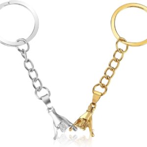 Ouligay 2 Pieces Couples Keyrings Couple Hand in Hand Key Chain Partner Key Chain Couple Key Chain for Couples Anniversary Valentine's