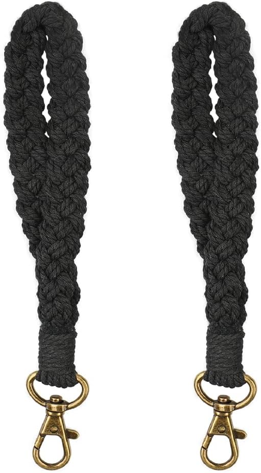 Aoksunova Pack of 2 Key Rings Macrame Bracelet Lanyard Women Key Chain Short Boho Lanyard