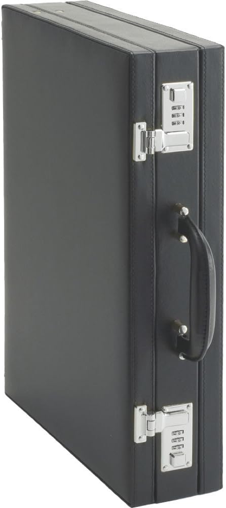 Alassio - 92300 PONTE - attache case briefcase with expandable fold, imitation leather, black