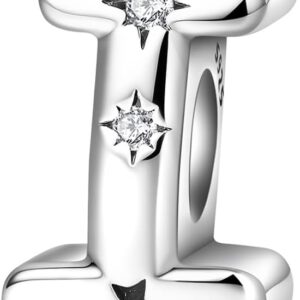 Sterling Silver Charms Pendant for Bracelets, Initial Letter Charms Fit Pandora Bracelet, Hypoallergenic Beads Charm for Jewellery DIY Gifts for Women