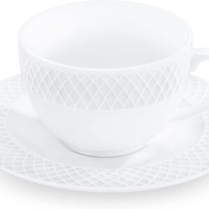 Wilmax Cappuccino Cups Set of 6 Cups with Saucers Coffee Service & Tea Service Coffee Cups For Coffee For Tea For Desserts Gift Set White 170 ml
