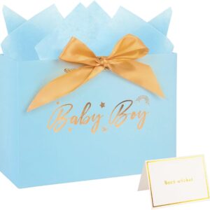 Baby Boy Gift Bag with Card & Tissue Paper 28 x 20 x 10 cm Gift for Birth, Baby Shower, Baby Shower