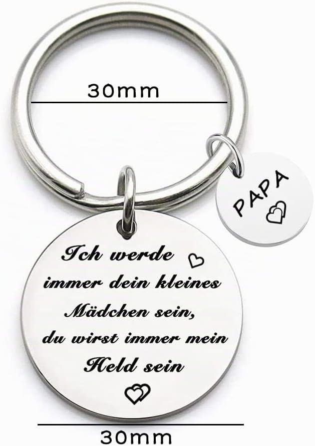 Papa Gift Ich werde immer dein kleines Mädchen sein, du wirst immer mein Held sein Keyring Best Papa Ever Jewellery Father's Day Gift Birthday Gift from Daughter to Dad – Bild 2