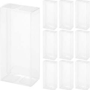 QUARKZMAN Pack of 10 Transparent Gift Boxes, 47 x 29 x 113 mm, Plastic Gift Packaging for Sweets, Biscuits, Jewellery Storage, Wedding, Valentine’s Day, Party, Packaging