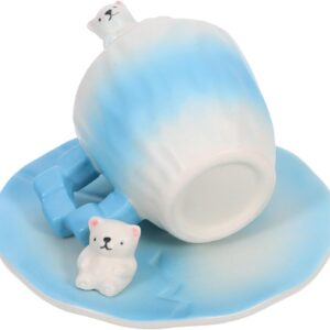 Hemobllo Eisbär Keramik Kaffeetasse mit Untertasse 200 Ml Süßes 3d tiermotiv Teetassen Satz für Kaffee und Tee Geschenkset