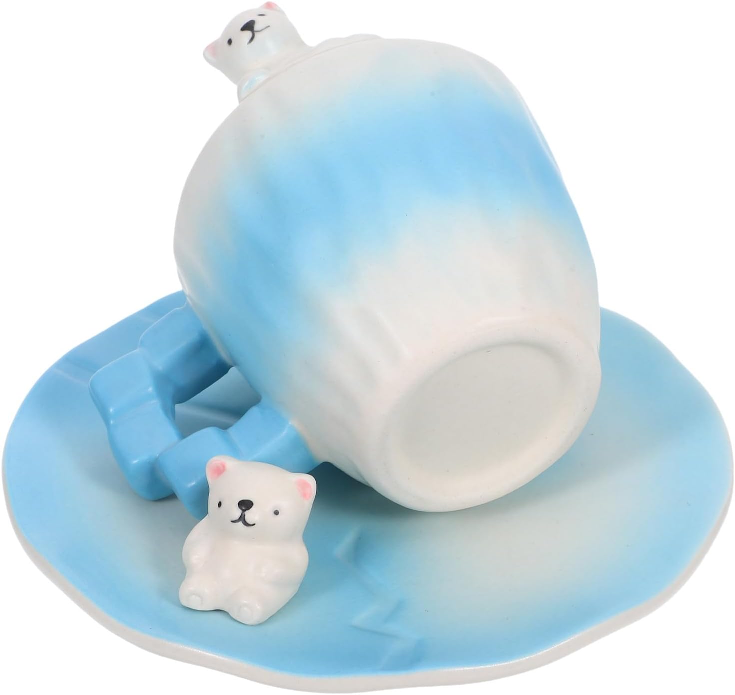 Hemobllo Eisbär Keramik Kaffeetasse mit Untertasse 200 Ml Süßes 3d tiermotiv Teetassen Satz für Kaffee und Tee Geschenkset