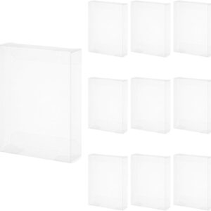 QUARKZMAN Pack of 10 Transparent Gift Boxes, 67 x 22 x 92 mm Plastic Gift Packaging for Sweets, Biscuits, Jewellery Storage, Wedding, Valentine's Day, Party, Packaging
