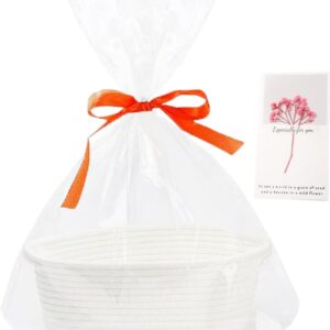 1 x White Gift Basket Empty Large Set, Basket for Gifts, Gift Basket, Empty, Gift Basket, with a Gift Basket and a Greeting Card, for Weddings, Parties, Birthdays and Holidays