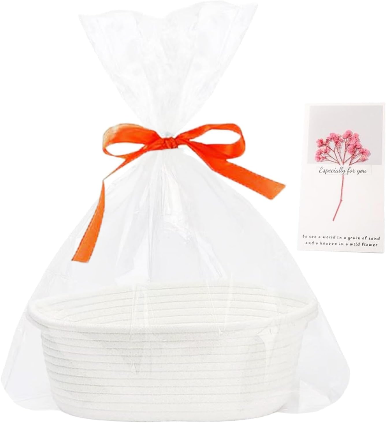 1 x White Gift Basket Empty Large Set, Basket for Gifts, Gift Basket, Empty, Gift Basket, with a Gift Basket and a Greeting Card, for Weddings, Parties, Birthdays and Holidays