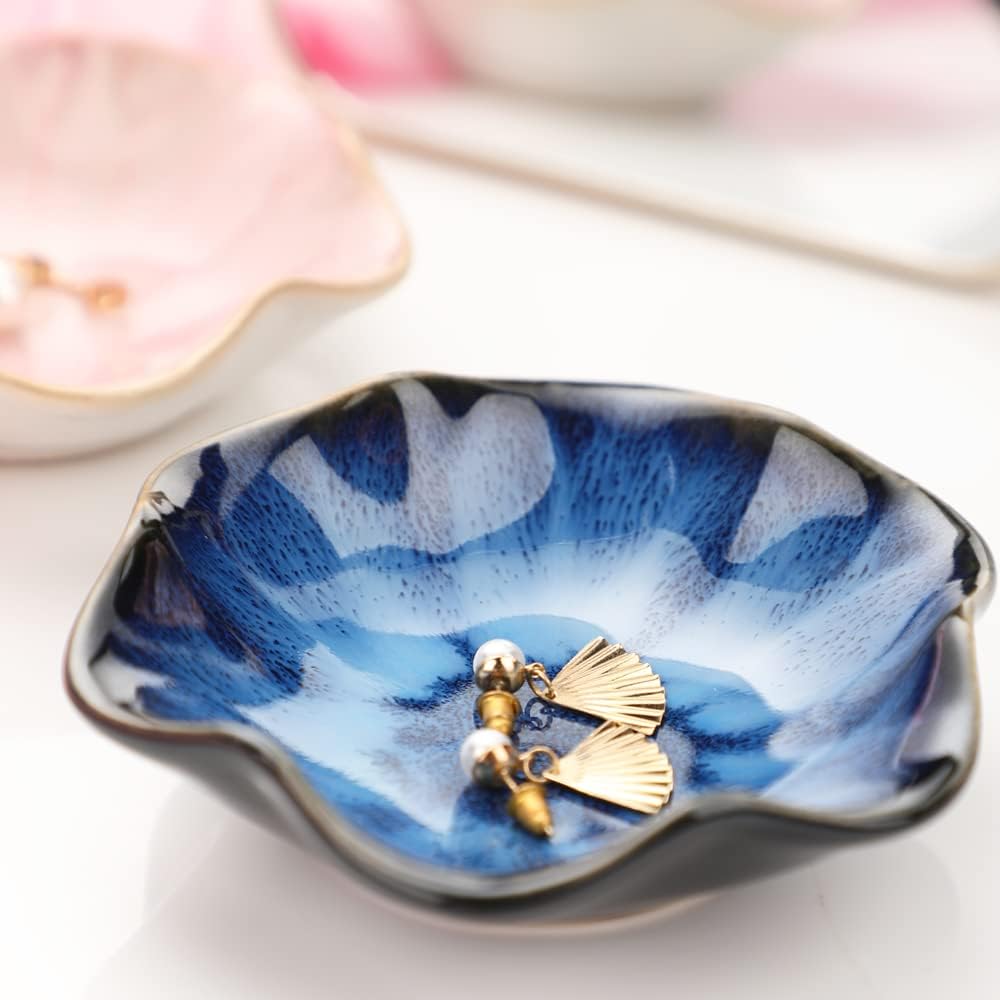 Binoster Ceramic Jewellery Tray, Room Decoration, Aesthetic Room Decor, Key Tray, Small Ring Holder, Jewellery Plate, Jewellery Tray, Collection Tray, Decoration Aesthetic, Bedside Decoration (Blue) – Bild 3