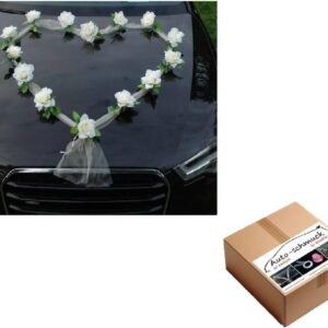 Organza Heart Car Decoration Wedding Car Decoration, Rose Decoration, Bride and Groom, Decorative Car Garland