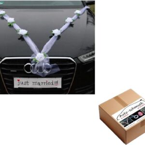 Autoschmuck Organza M garland with roses for bride and groom / wedding car decoration