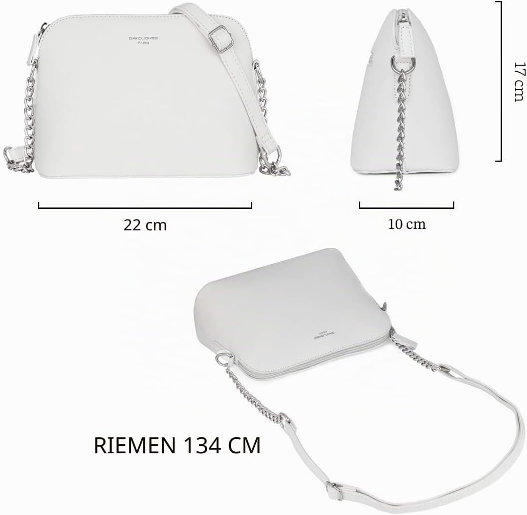 David Jones - Women's Small Shoulder Bag - Saffiano Leather Fixed Shoulder Bag - Chain Shoulder Strap Evening Bag - Zip Handbag - City Clutch, Party Zip Crossbody Bag – Bild 6
