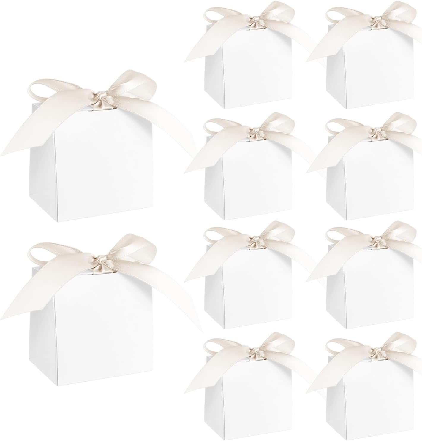 Pack of 24 Small Boxes 7 x 7 x 5 cm, Small Gift Box with Lid and White Bow