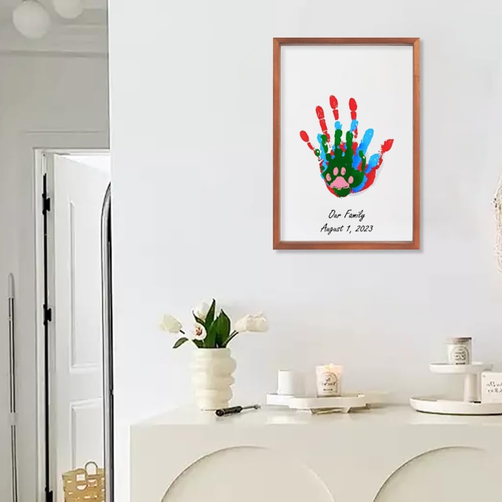 Handprint Set Family, Baby Handprint & Footprint Set with Space for 4 People, Personalised Father's Day Gift (Walnut, Holds 4 Family Members) – Bild 4