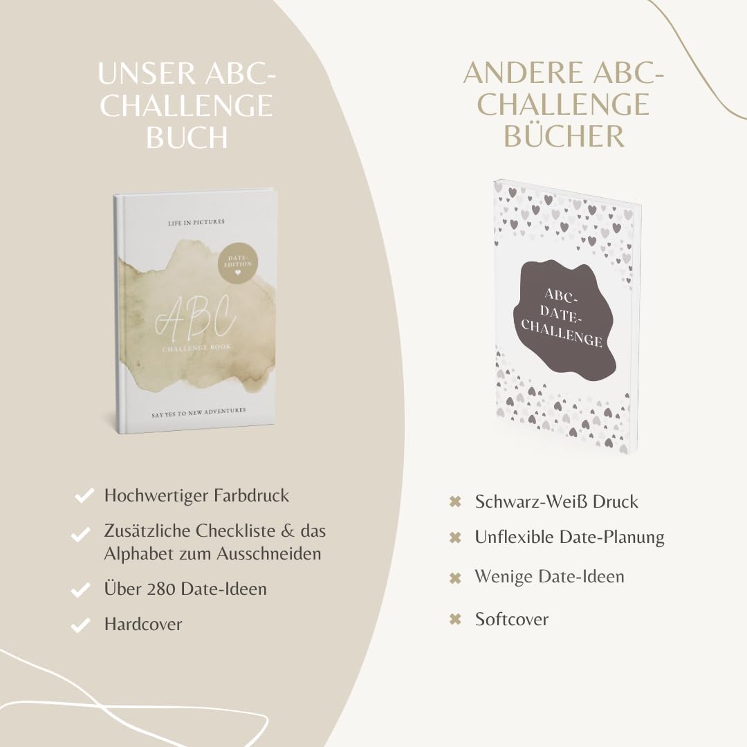 HERZENSBACHT ABC Challenge Book - Date Edition for Couples | 280+ Date Ideas | ABC Dates for Shared Experiences | Bucket List & Couple Challenge | Gift Idea for Christmas, Valentine's Day, Anniversary – Bild 3