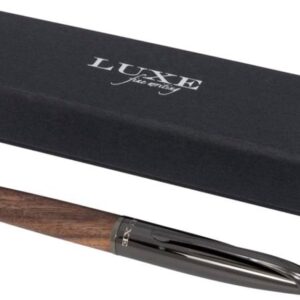 Elegant Ballpoint Pen with Twist Mechanism – Dark Wooden Shaft Made of 100% FSC-Certified Wood & Gunmetal Brass | High-Quality Blue Ink Large Capacity Refill | Premium Gift & Office Accessory