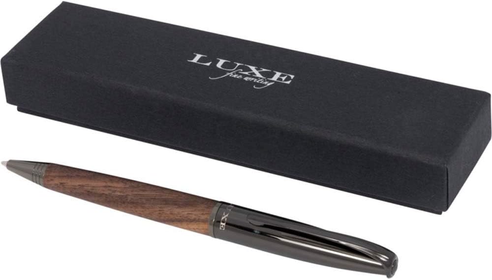 Elegant Ballpoint Pen with Twist Mechanism - Dark Wooden Shaft Made of 100% FSC-Certified Wood & Gunmetal Brass | High-Quality Blue Ink Large Capacity Refill | Premium Gift & Office Accessory