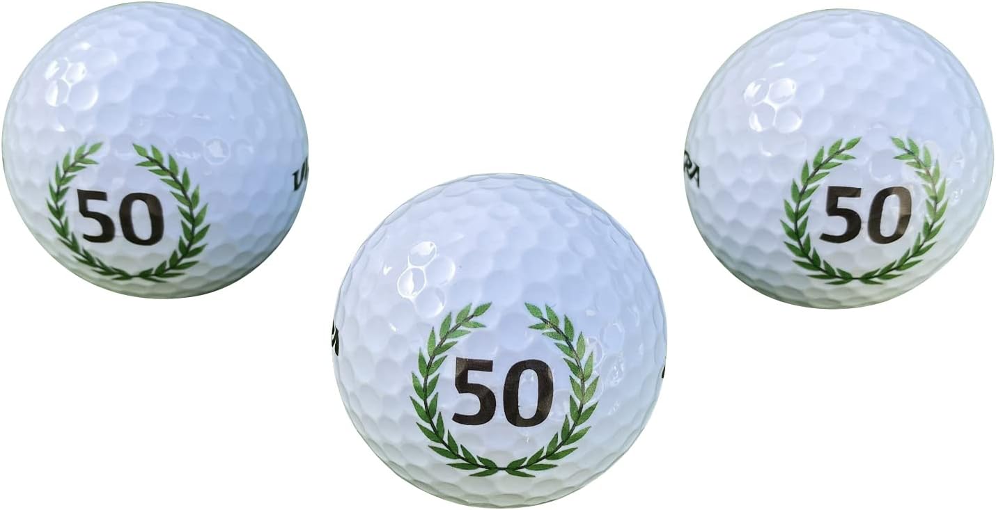Set of 3 50th Birthday Golf Balls with Happy Birthday Motif