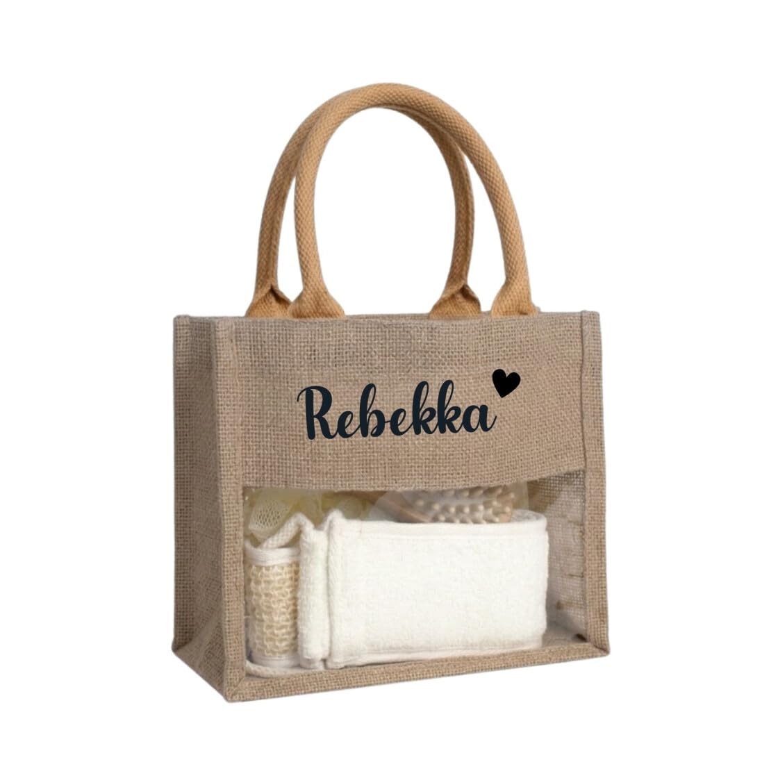 Personalised Wellness Gift Set for Women, Complete Wellness Box with Contents, Jute Bag with Name, Gift Voucher Packaging, Mum, Girlfriend, Colleague