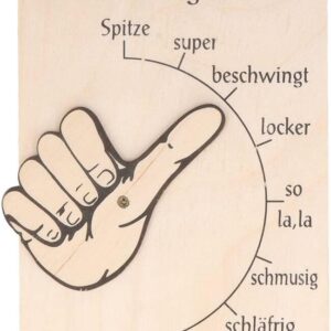 Spruchreif Mood Barometer, Mood Indicator, Thumb with Movable Hand, Door Sign, Funny Gifts, Gifts for Colleagues, Office Fun (German Language)