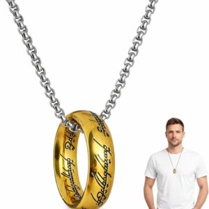 1 x Lord of the Rings Ring, Jewellery, 19 mm Diameter, Tungsten Ring, Unique Chain, 60 cm