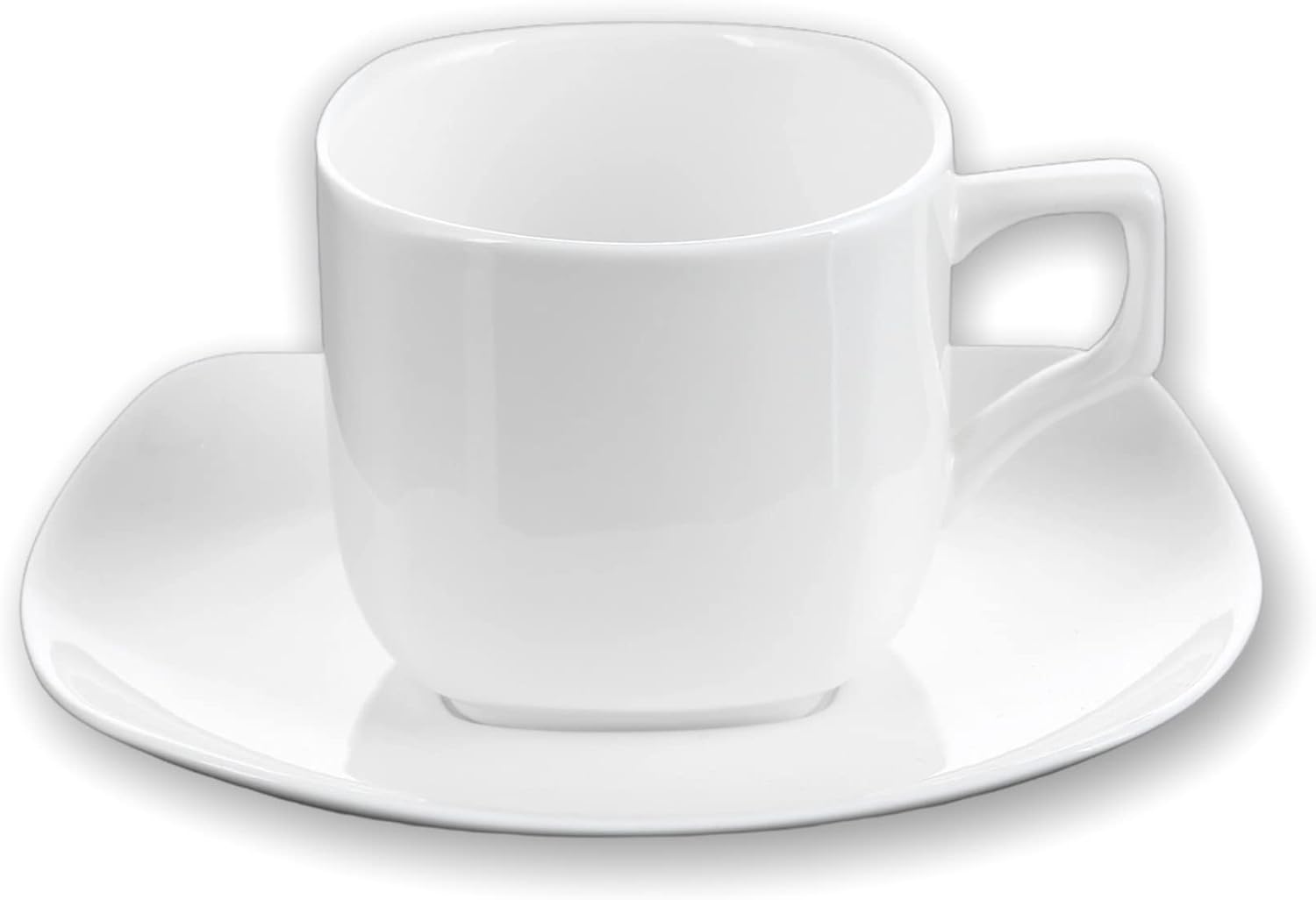 Wilmax Olivia Cups with Saucers, Set of 2, 200 ml, Porcelain Coffee Cups, White, Crockery Set for 2 People, Cup Set for Coffee, Tea, Desserts, Coffee Service & Tea Service
