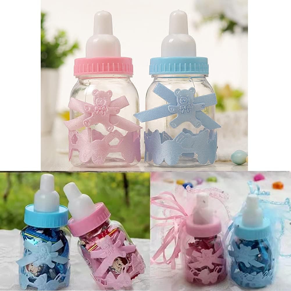 Baby Shower Bottles, 24 Pieces Mini Decorative Dummy Gift Baby Shower Decorations Candy Bottles Baby Bottles Party Favours Baby Gift for Boys Girls Party Favours Pink – Bild 3