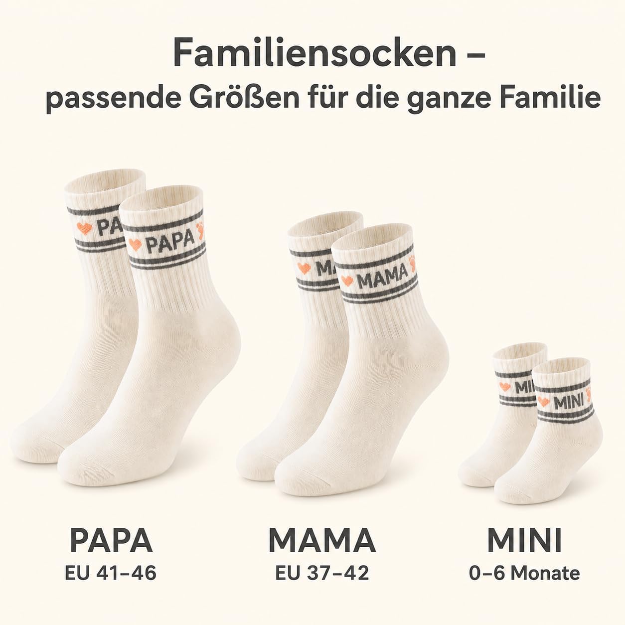 Family Socks Set Papa Mama Mini - Gift for Birth, Baby Shower & First Family Photo Shoot - Partner Look for New Parents – Bild 2