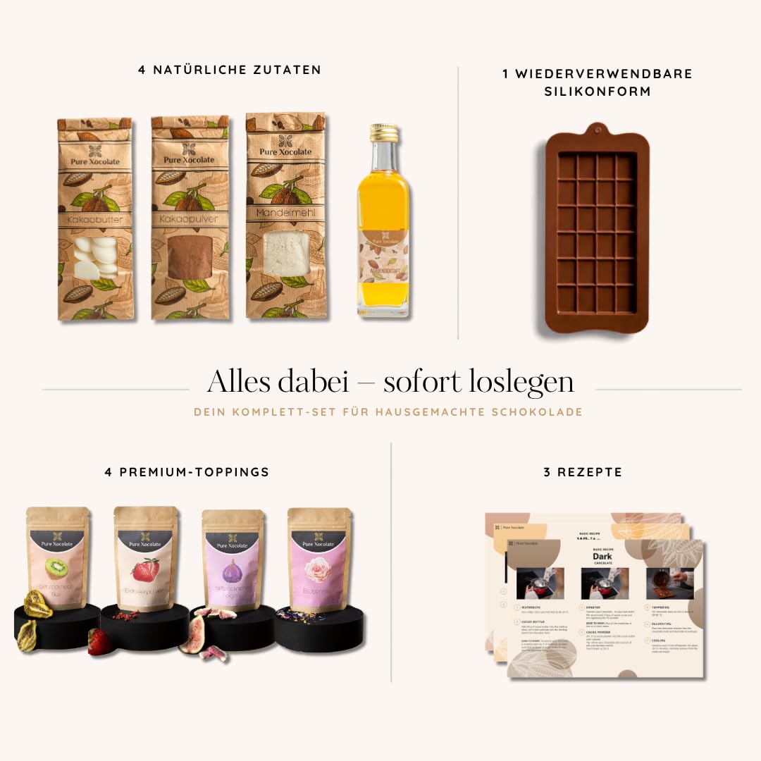 Pure Xocolate DIY Chocolate Kit - Make Your Own Chocolate Kit - Vegan, Lactose Free Alternative - Chocolate Gift Ideas for Children, Women & Men - Includes Silicone Mould and Recipes – Bild 3