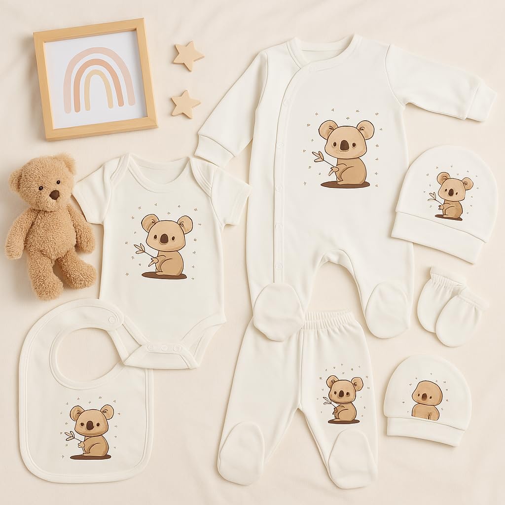 Blue Eyes Baby Gift Set - 6-Piece Newborn Gift Box Set Made of 100% Cotton, Oeko-Tex, Premium First Equipment for Birth 0-4 Months, Unisex for Boys & Girls (Koala) – Bild 2