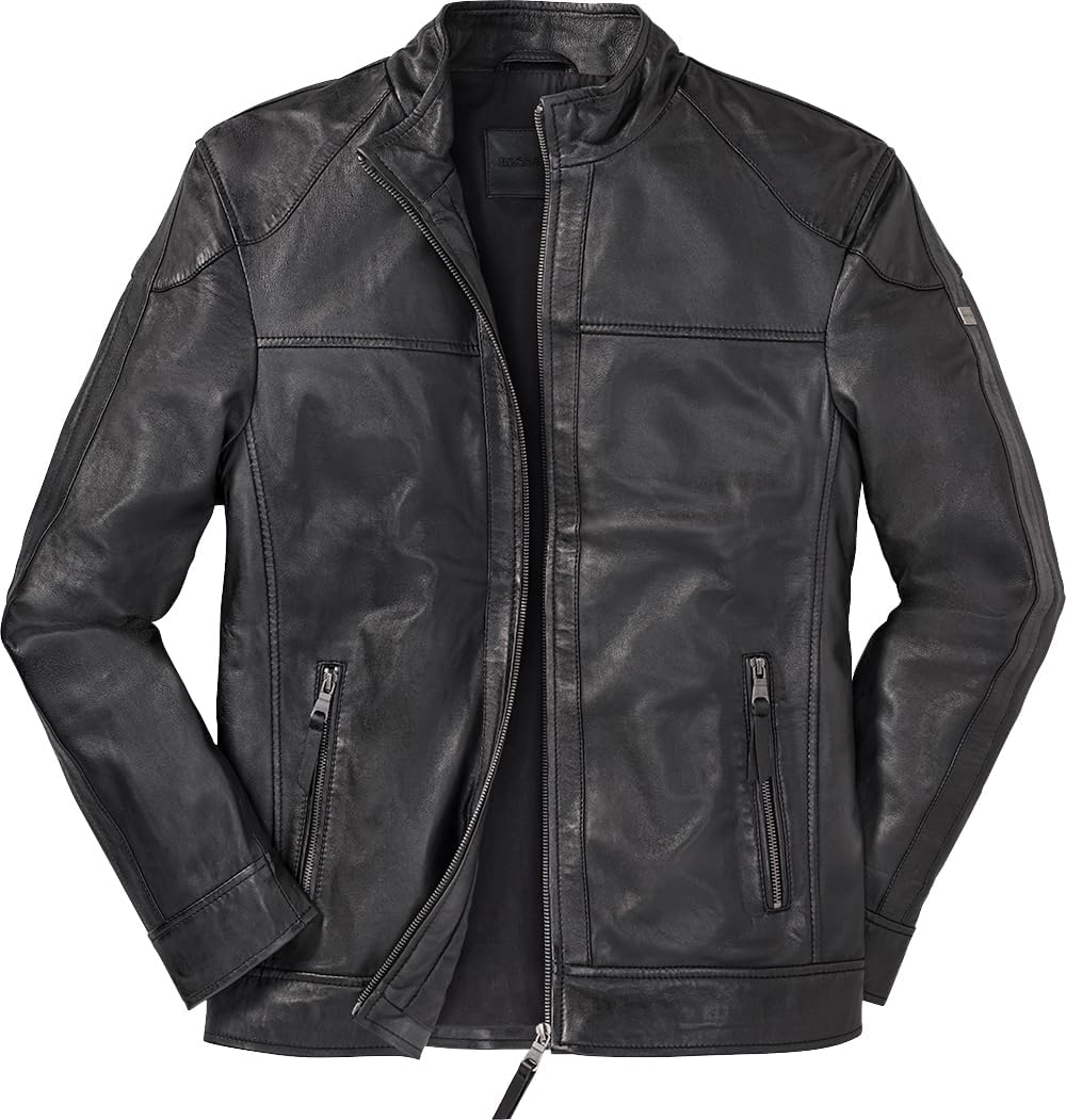 Ross & Cole Men's Leather Jacket, 100% Real Leather, Between-Seasons Jacket, Made of Butter-Soft Nappa Leather, High-Quality Biker Leather Jacket for Men, Size 48-60 – Bild 5