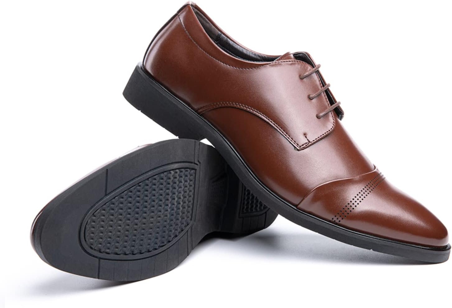 Men's Oxford Derby Shoes Brogues Leather Shoes Wedding Shoes Lace Up Shoes Classic Business Lace-Up Shoes Blue Gold Grey Red Black Brown Khaki 37-48 – Bild 6