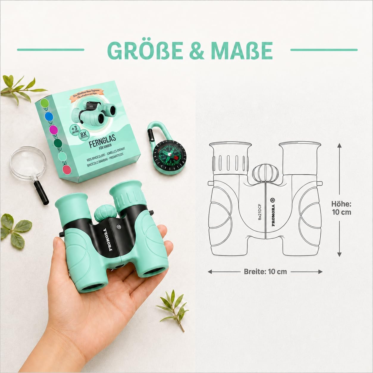 Binoculars for Children - Ideal Gift for Boys and Girls - Strong Magnification 8 x 21 - Comprehensive Set Including Magnifier & Compass - Toy for Children 3-12 Years – Bild 4