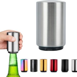 Push Down Bottle Opener Magnetic Automatic Stainless Steel Beer Bottle Opener with Magnet for Opening Bottle Cap Catcher, Beer Gifts for Men Father's Day, Kitchen Accessories Bottle Opener