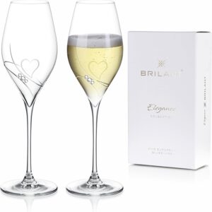 Swan Prosecco Glasses, Champagne Glasses Set, Wedding Gifts for Newlyweds, Lead-Free Champagne Glasses, Gifts for Women and Men, Premium Crystal Accents, EU Handmade, Set of 2, 320 ml