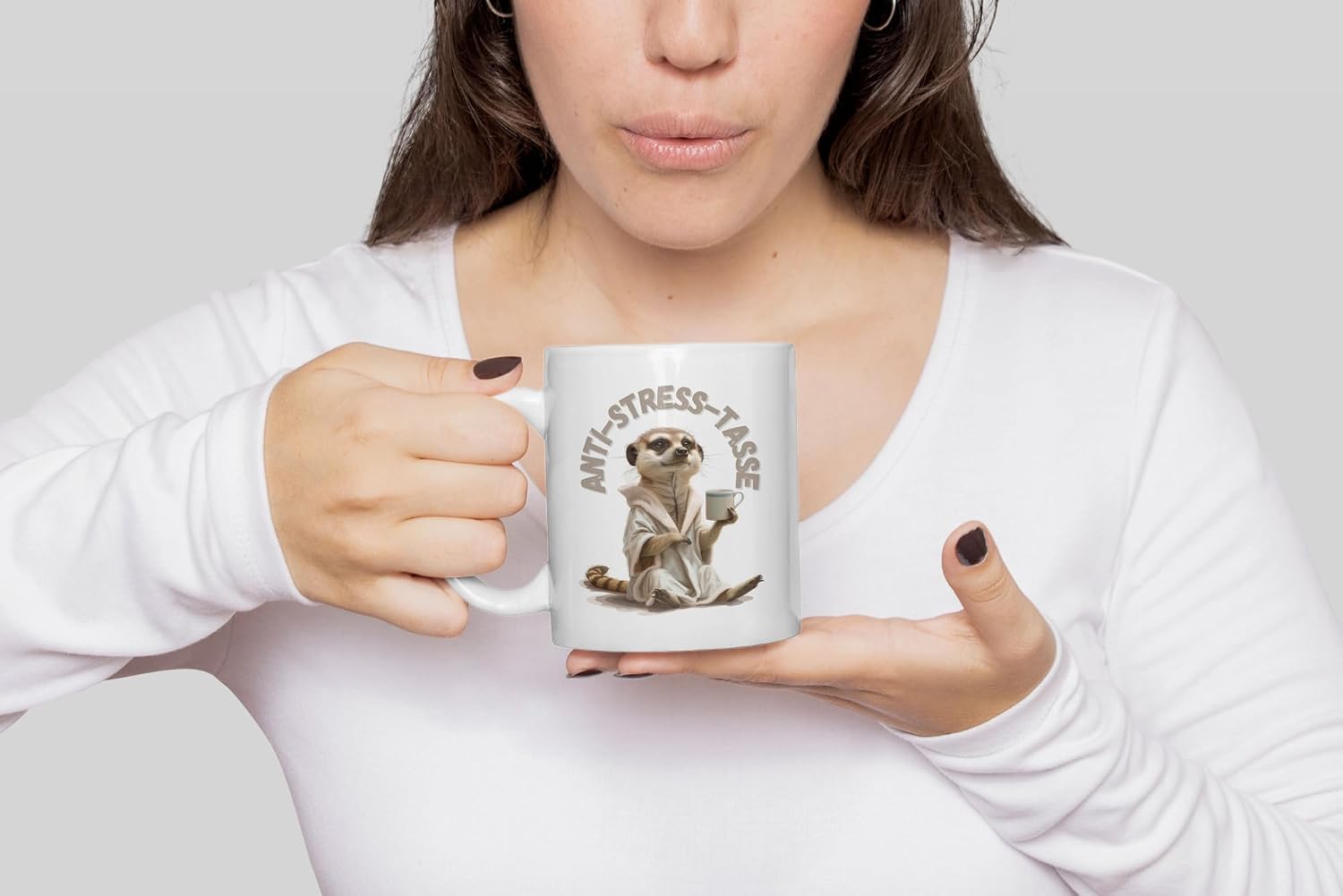 Funny Meerkat Mug 325 ml - Anti-Stress Coffee Mug for Office Made of White Ceramic with Saying - Funny Gift Idea – Bild 4