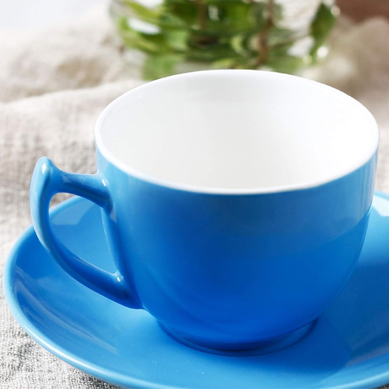 Coffee Cups Mug Rainbow Color Ceramic Coffee Tea Gift Set Bright Coloured Latte Cup Tea Cup Saucer and Teaspoon (Holds 6 People) with Stand Gifts for Women Men – Bild 5