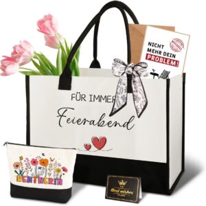 Giftota Pensioner Gift Set – Pensioner Gift Wife Retirement Entry Farewell Gift Retirement Woman – Canvas Bag, Cosmetic Bag, Card – Funny Retiree Gift Set Colleague Employee