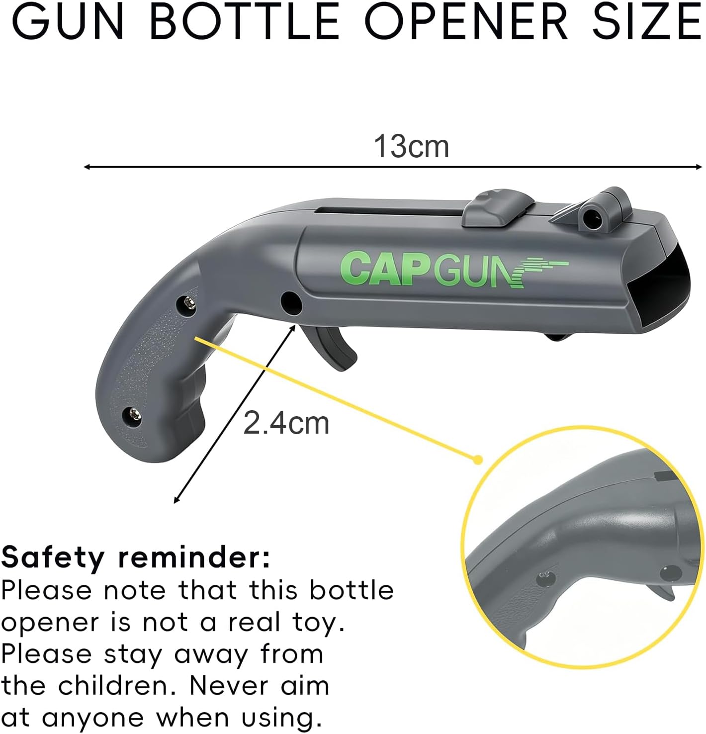 Pack of 2 Cap Gun Bottle Opener Gun, Funny Beer Opener – Bild 2
