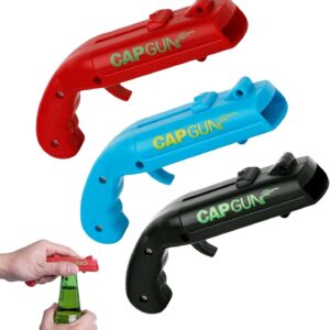 Pack of 3 Capgun Bottle Opener Pistol Beer Cap Bottle Cap Gun Funny Shot Bottle Opener, Beer Gifts for Men, Funny for Party, Bar & Home