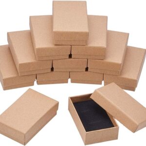 NBEADS Pack of 18 Kraft Brown Cardboard Boxes Jewellery Box Rectangle Cardboard Jewellery Box Gift Packaging Box with Lid for Bracelet Necklaces Christmas Jewellery Display Storage, 8 x 5 x 2.5 cm