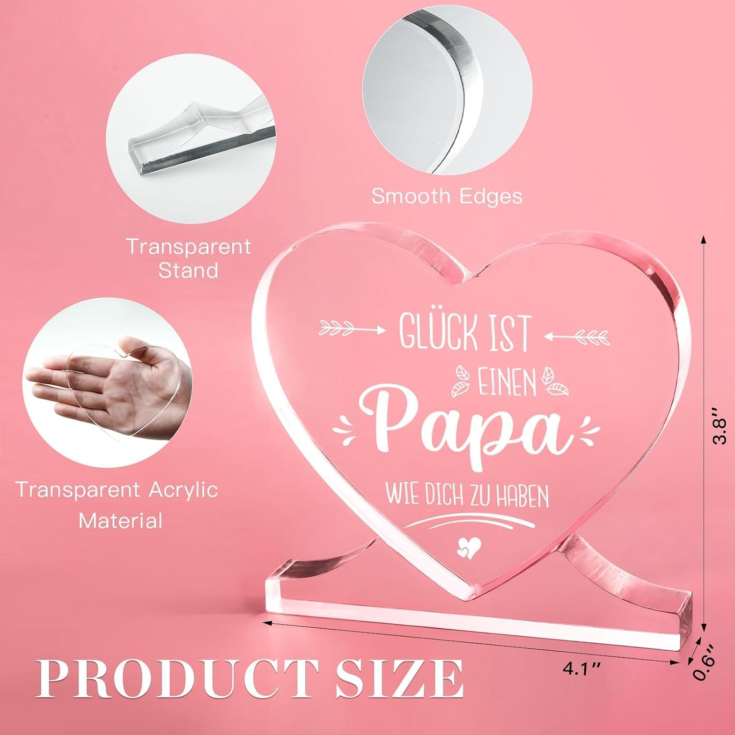 Dad Gift - Heart Shaped Acrylic, Dad Birthday Gift – Bild 7
