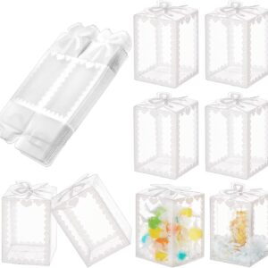 NBEADS Pack of 24 Transparent PVC Boxes 5 x 5 x 7 cm Crown Print Favor Packaging Box Clear Rectangle Gift Boxes for Sweets Chocolate Christmas Wedding Party Ornaments Gifts