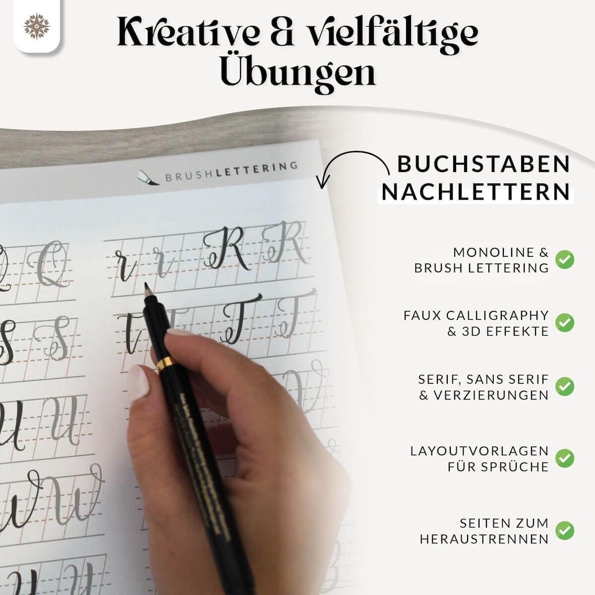 Lebenskompass Handlettering Exercise Book for Beginners - Mindful Calligraphy and Hand Lettering Practice with the Template Book & Exercise Book – Bild 4