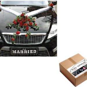 Autoschmuck Lace Rose Bouquet Car Decoration for Newly Weds Wedding Just Married